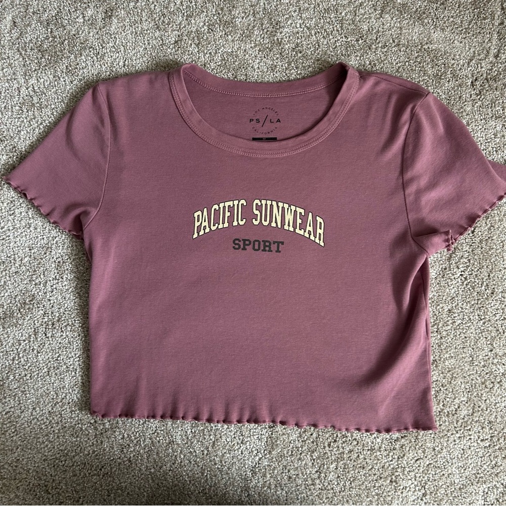Pacific Sunwear Sport Baby Tee Pink Purple Fitted Cropped